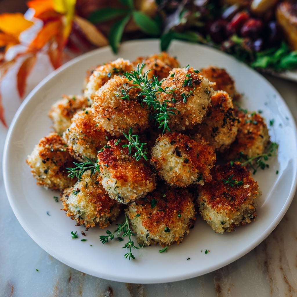 Crispy Turkey Stuffing Balls with Cheese and Gravy Recipe - Recipe Image