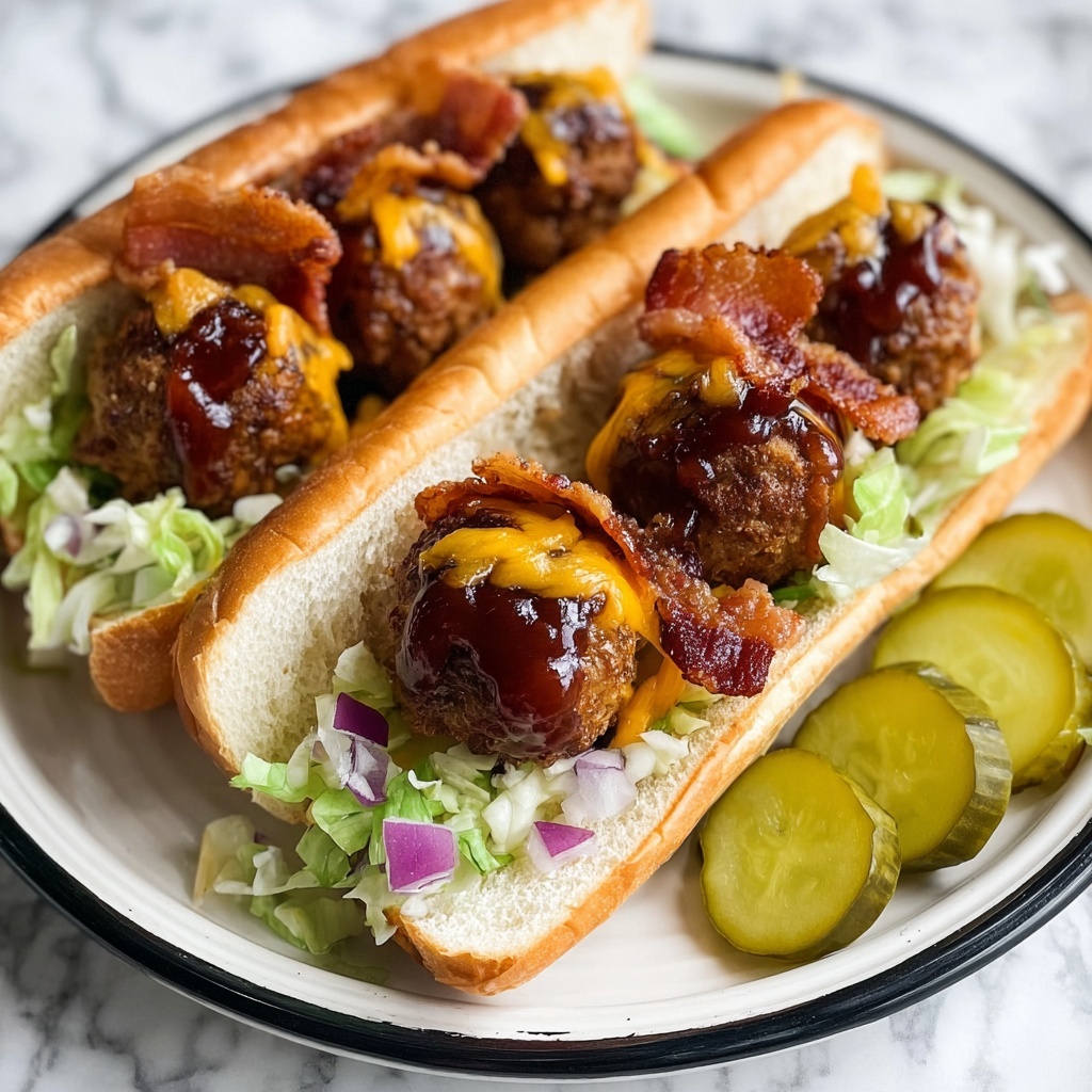 Bourbon BBQ Bacon Cheeseburger Meatball Subs Recipe - Recipe Image