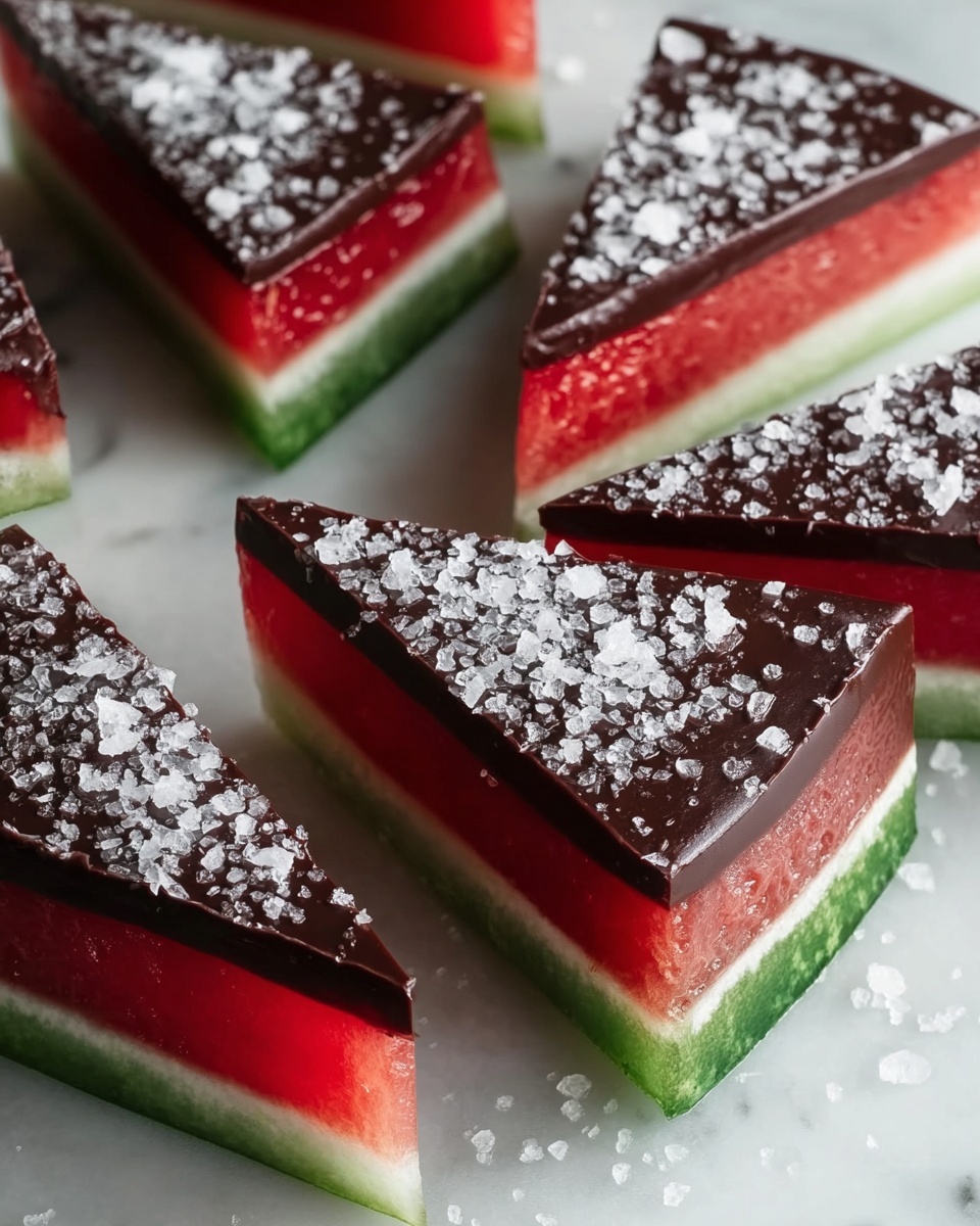 Sea Salt Dark Chocolate Watermelon Slices Recipe - Recipe Image