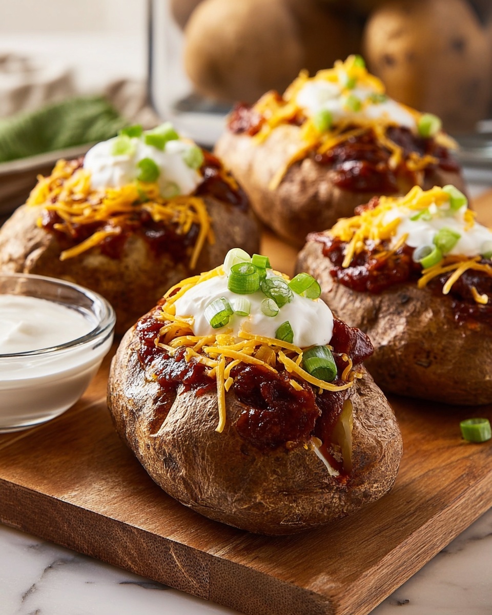 Slow Cooker BBQ Chicken Loaded Baked Potatoes Recipe - Recipe Image