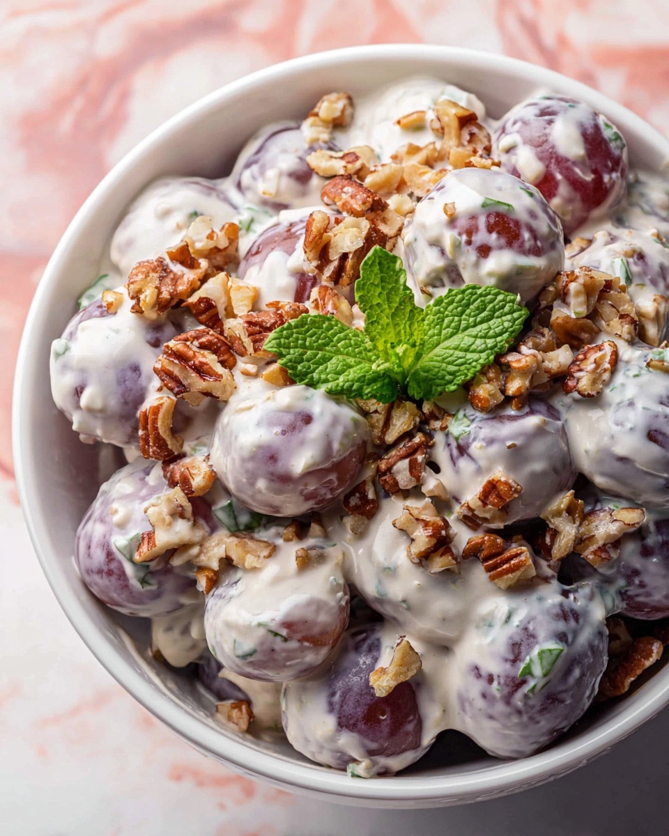 Creamy Grape Salad with Nuts and Toffee Recipe - Recipe Image