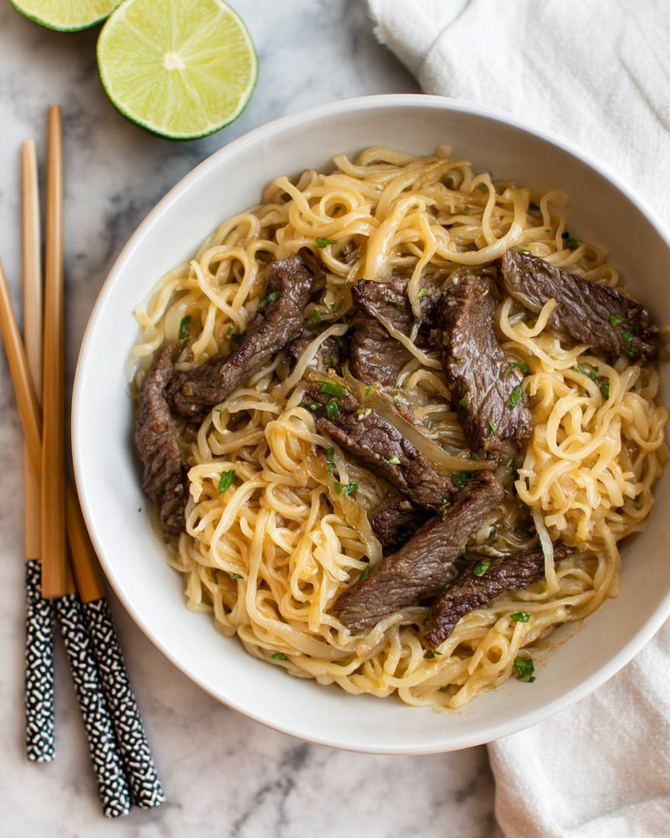 Beef and Ramen Noodles in Spicy Hoisin Sauce Recipe - Recipe Image