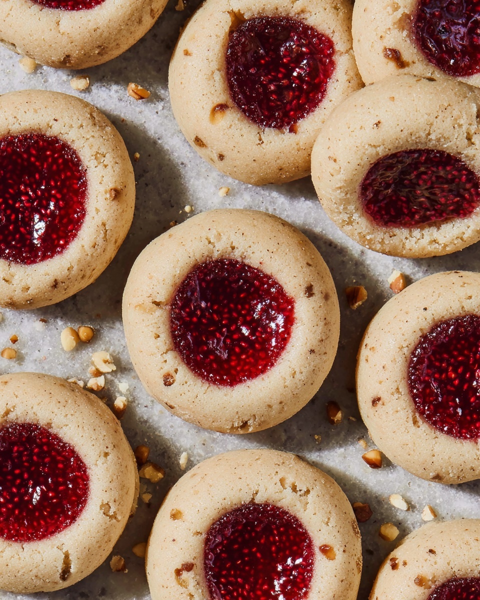 Thumbprint Cookies with Raspberry Jam and Toasted Pecans Recipe - Recipe Image