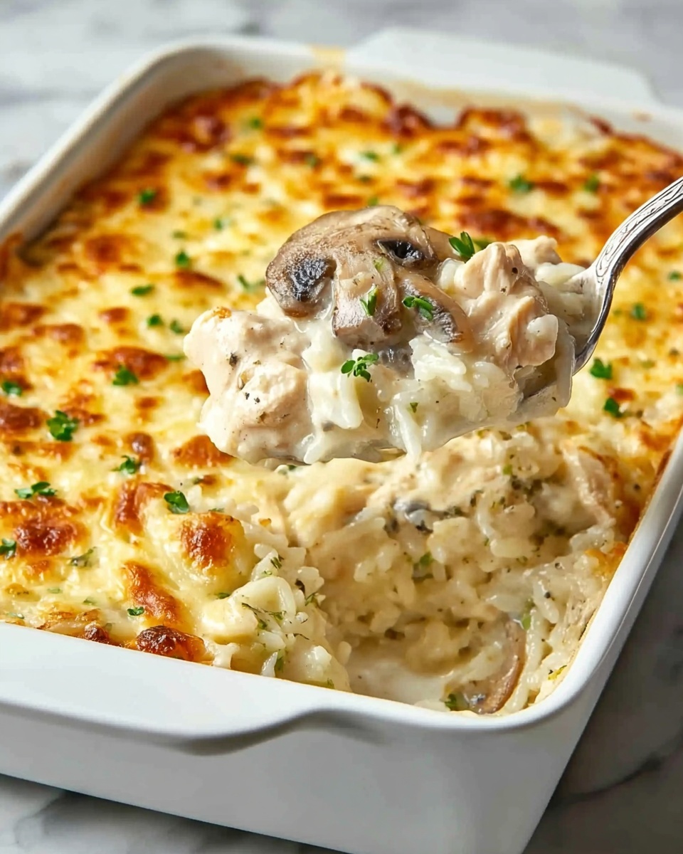 Creamy Chicken Mushroom Rice Casserole Recipe - Recipe Image