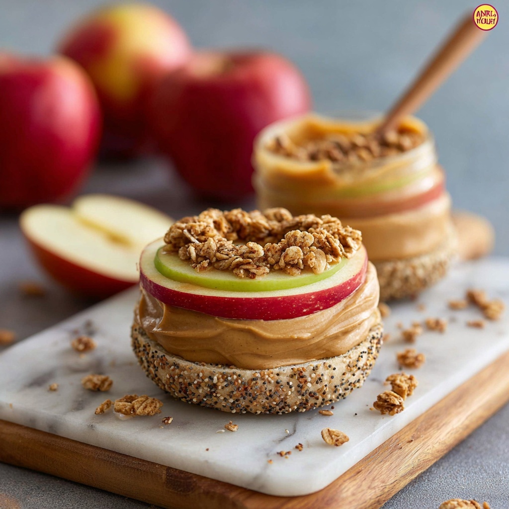 Apple Ring Sandwiches with Nut Butter and Granola Recipe - Recipe Image