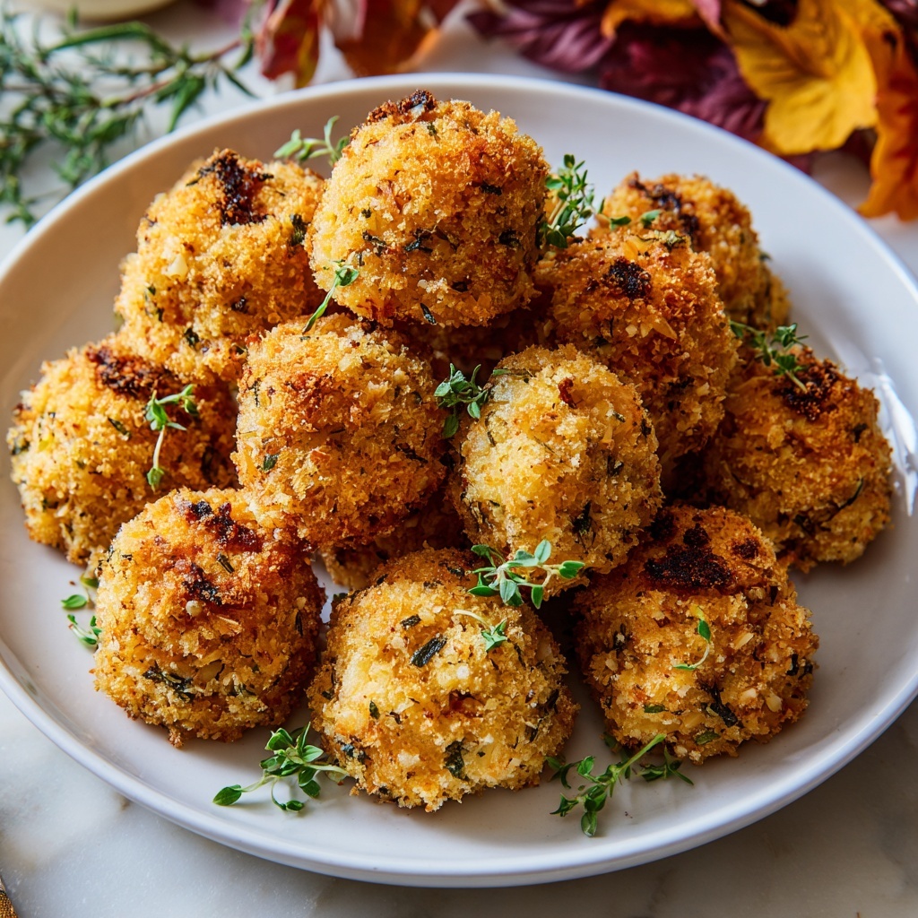 Crispy Turkey Stuffing Balls with Cheese and Gravy Recipe - Recipe Image