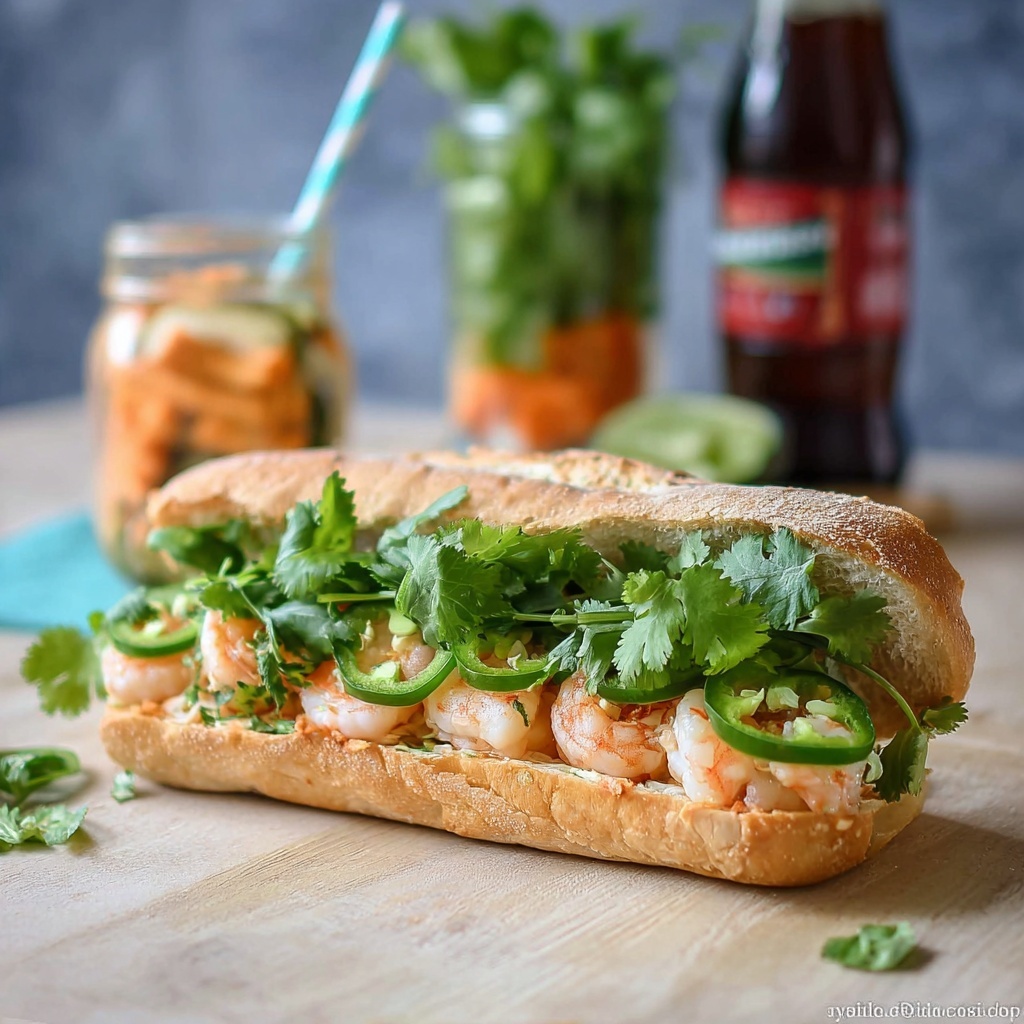 Shrimp Banh Mi with Quick Pickled Vegetables Recipe - Recipe Image