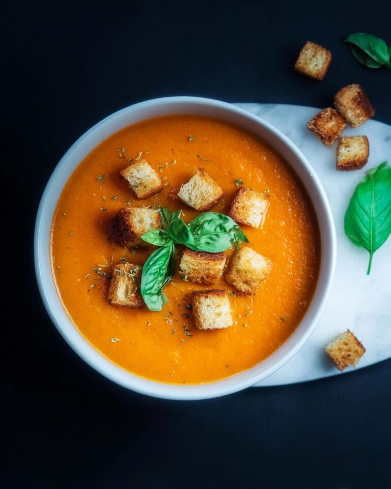 Tomato Soup with Garlic and Sage Croutons Recipe