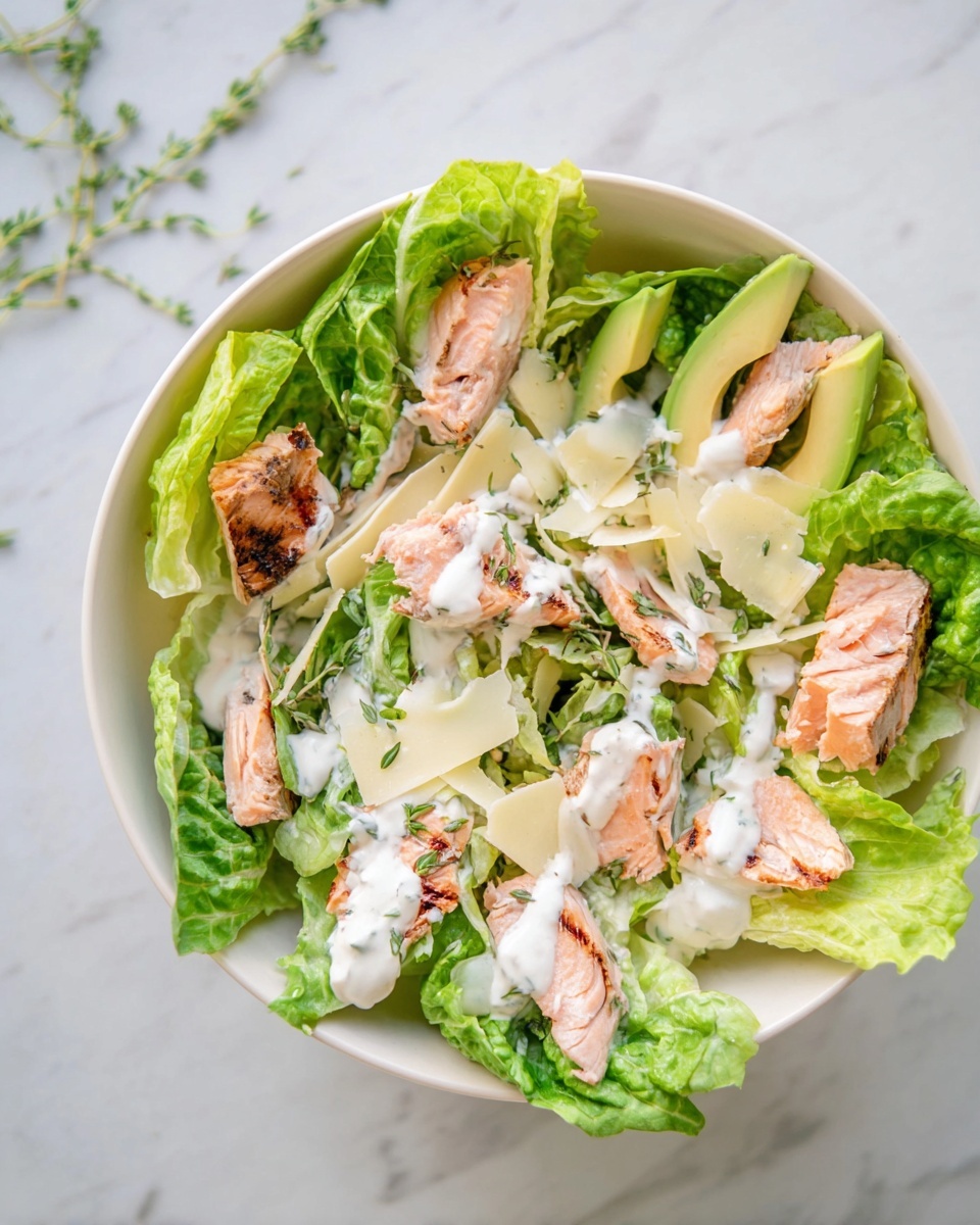 Healthy Grilled Salmon Caesar Salad Recipe - Recipe Image