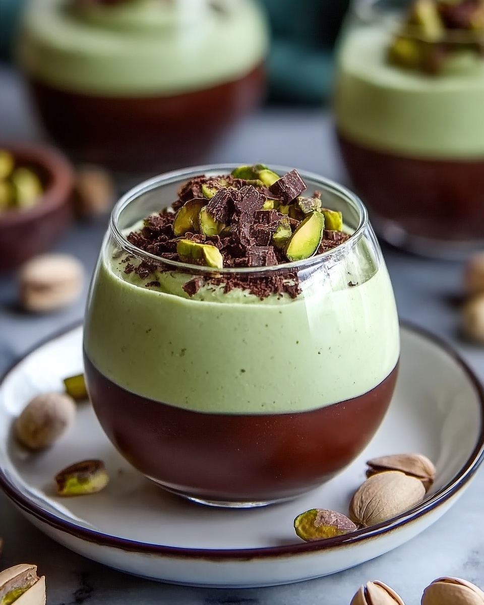 Elegant Pistachio Mousse with Chocolate Ganache Recipe - Recipe Image