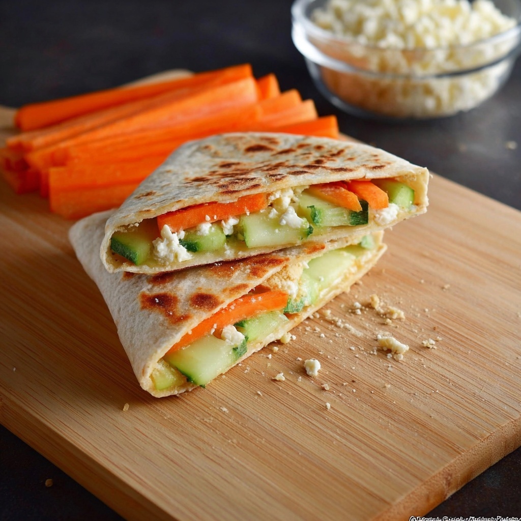 Hummus Quesadillas with Feta and Vegetables Recipe - Recipe Image