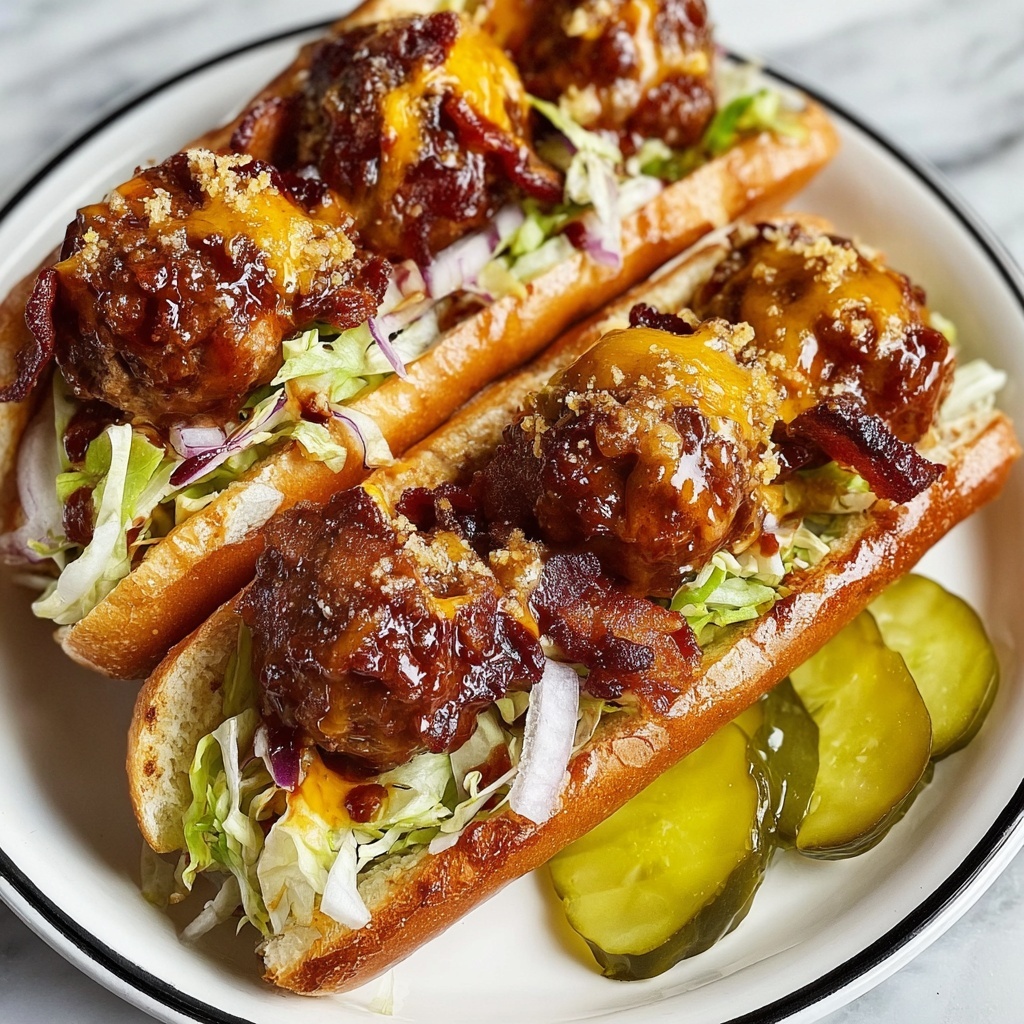 Bourbon BBQ Bacon Cheeseburger Meatball Subs Recipe - Recipe Image