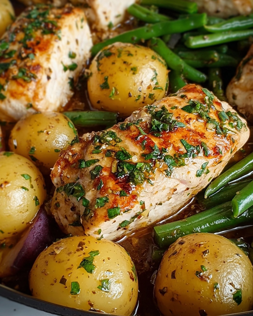 One-Pan Garlic Herb Chicken with Potatoes & Green Beans Recipe - Recipe Image