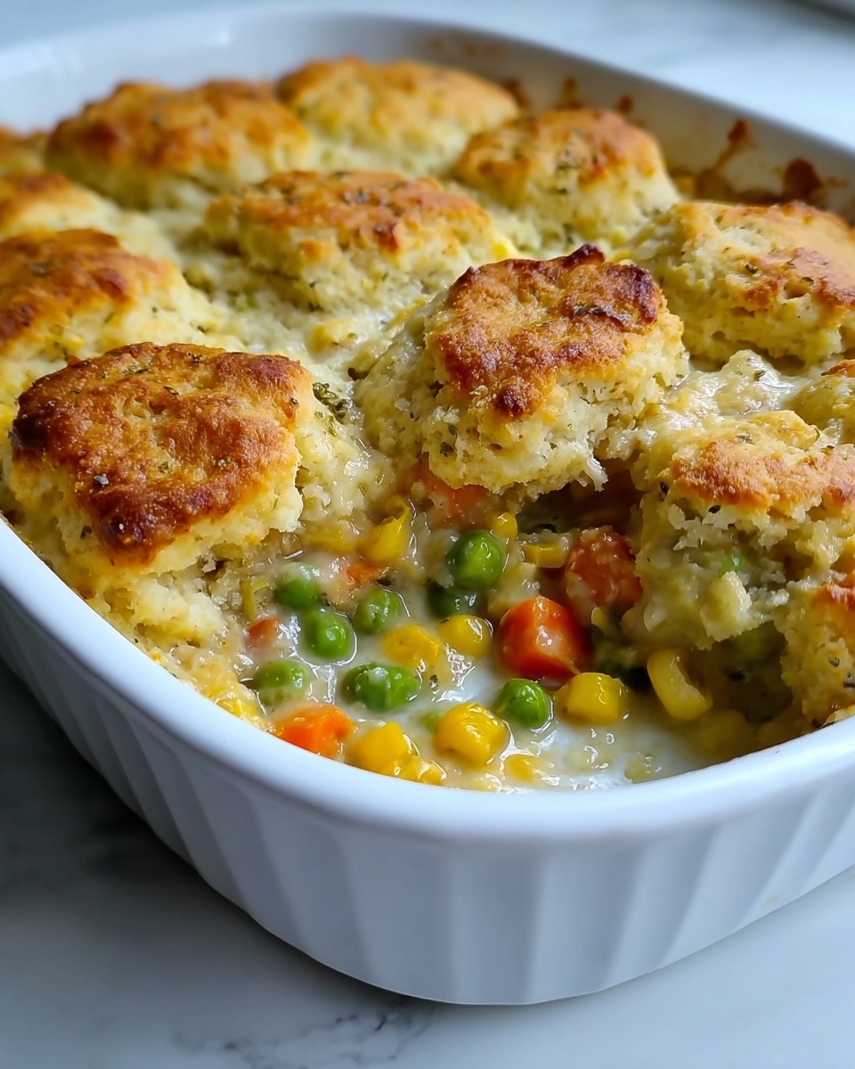 Creamy Chicken and Vegetable Cornbread Casserole Recipe - Recipe Image