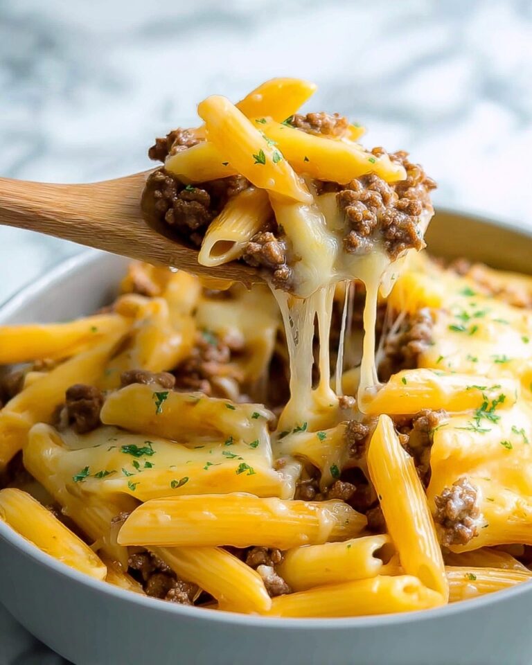 Cheesy Ground Beef Pasta Skillet Recipe