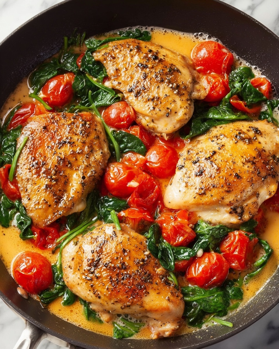 Tomato Spinach White Wine Chicken Recipe - Recipe Image