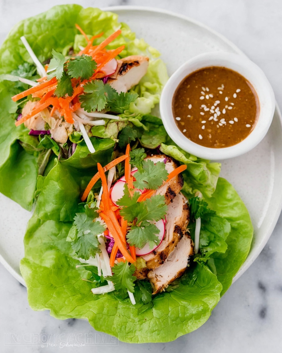 Chicken Lettuce Wraps with Peanut Sauce Recipe - Recipe Image