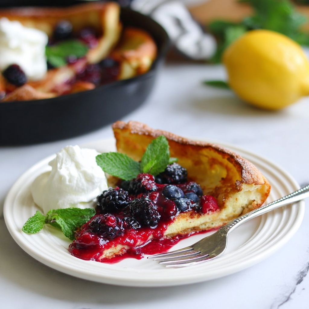 Lemon Dutch Baby with Berry Compote and Whipped Cream Recipe - Recipe Image