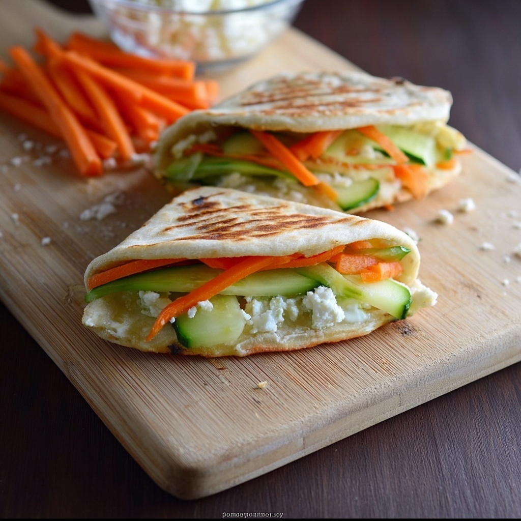 Hummus Quesadillas with Feta and Vegetables Recipe - Recipe Image