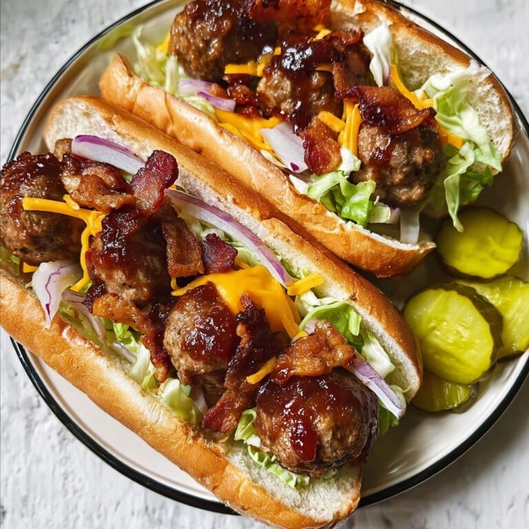 Bourbon BBQ Bacon Cheeseburger Meatball Subs Recipe