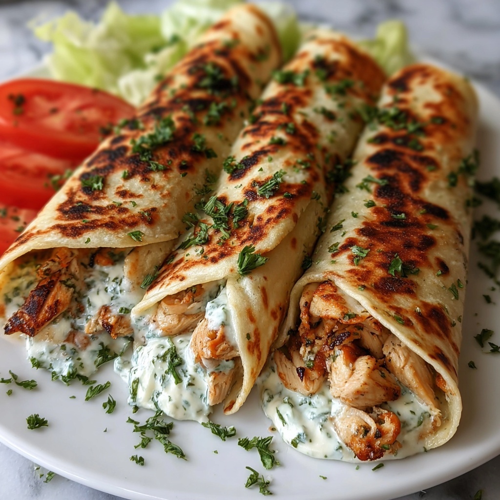 Cheesy Chicken Garlic Wraps Recipe - Recipe Image