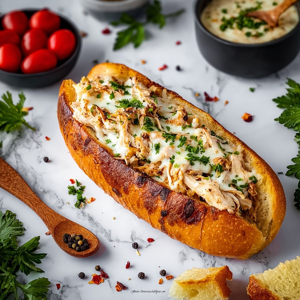 Cheesy Chicken Garlic Bread Sandwiches Recipe - Recipe Image