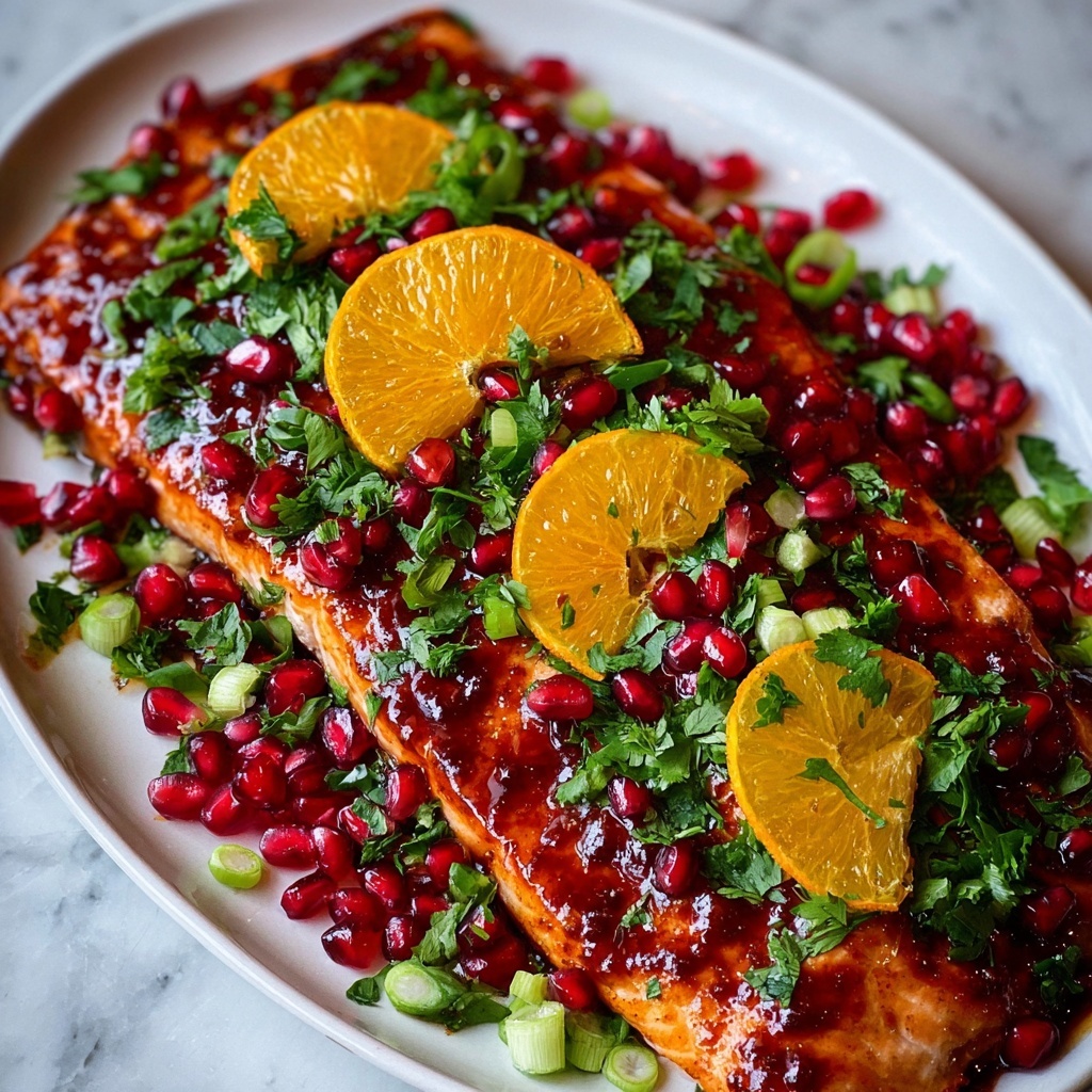 Christmas Pomegranate Orange Glazed Salmon Recipe - Recipe Image