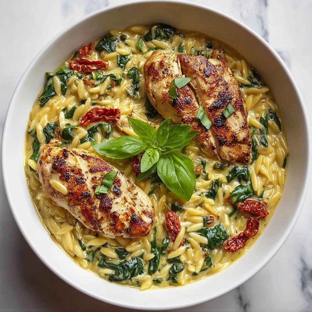 Slow Cooker Creamy Tuscan Chicken Orzo Recipe - Recipe Image