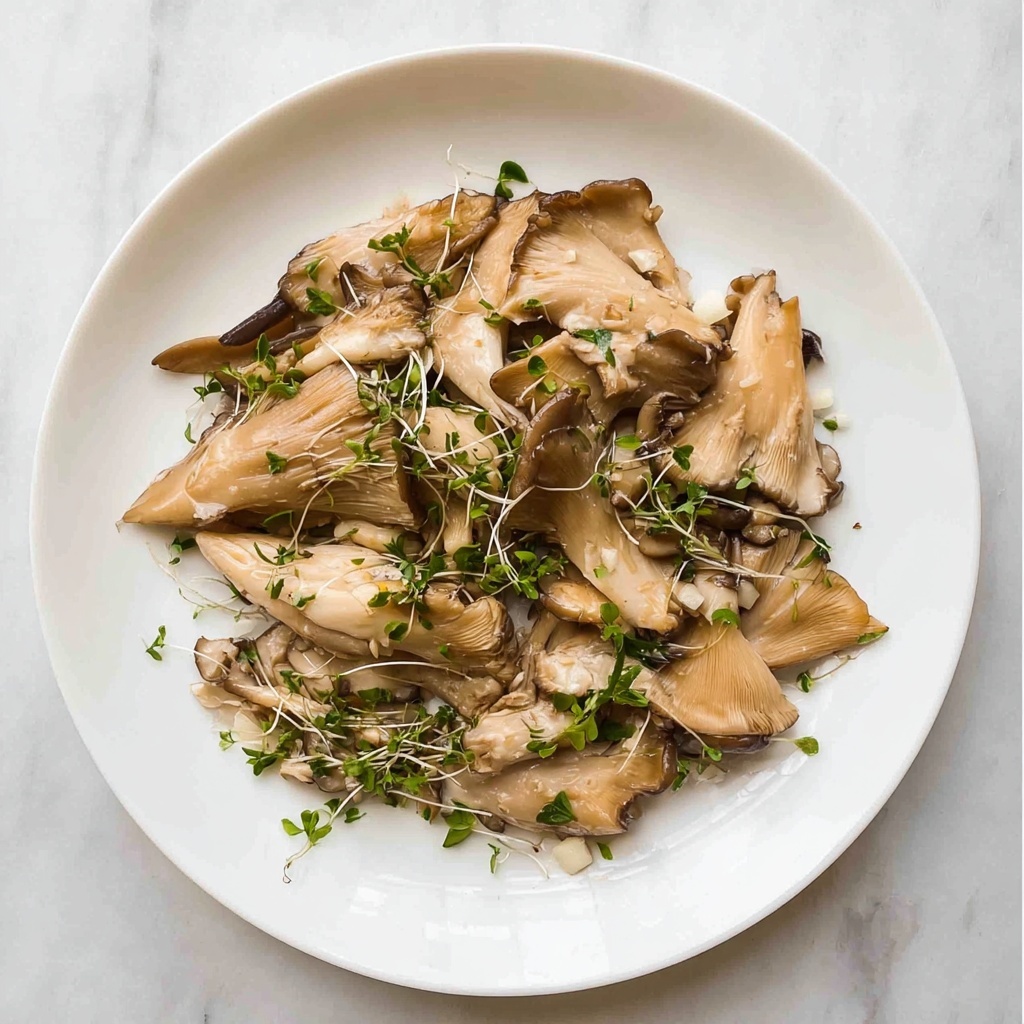 Pan Fried Oyster Mushrooms with Garlic, Thyme, and Microgreens Recipe - Recipe Image