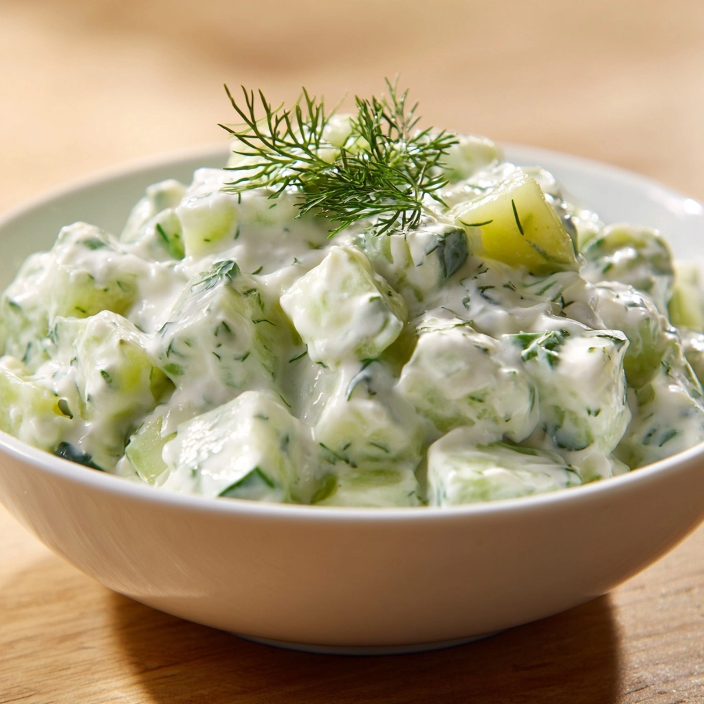 Refreshing and Tangy German Cucumber Salad with a Creamy Dressing Recipe - Recipe Image