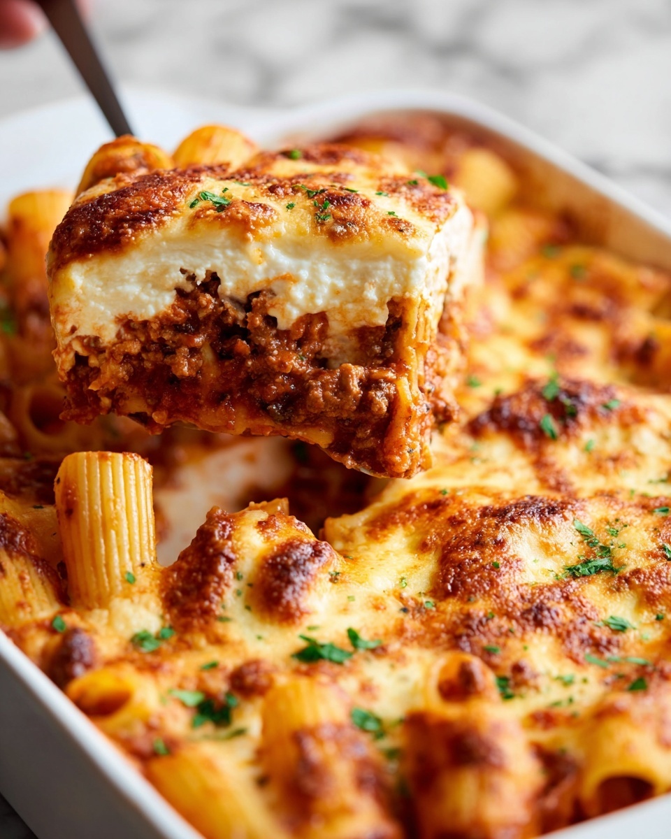 Baked Ziti with Italian Sausage, Ricotta, and Mozzarella Recipe - Recipe Image