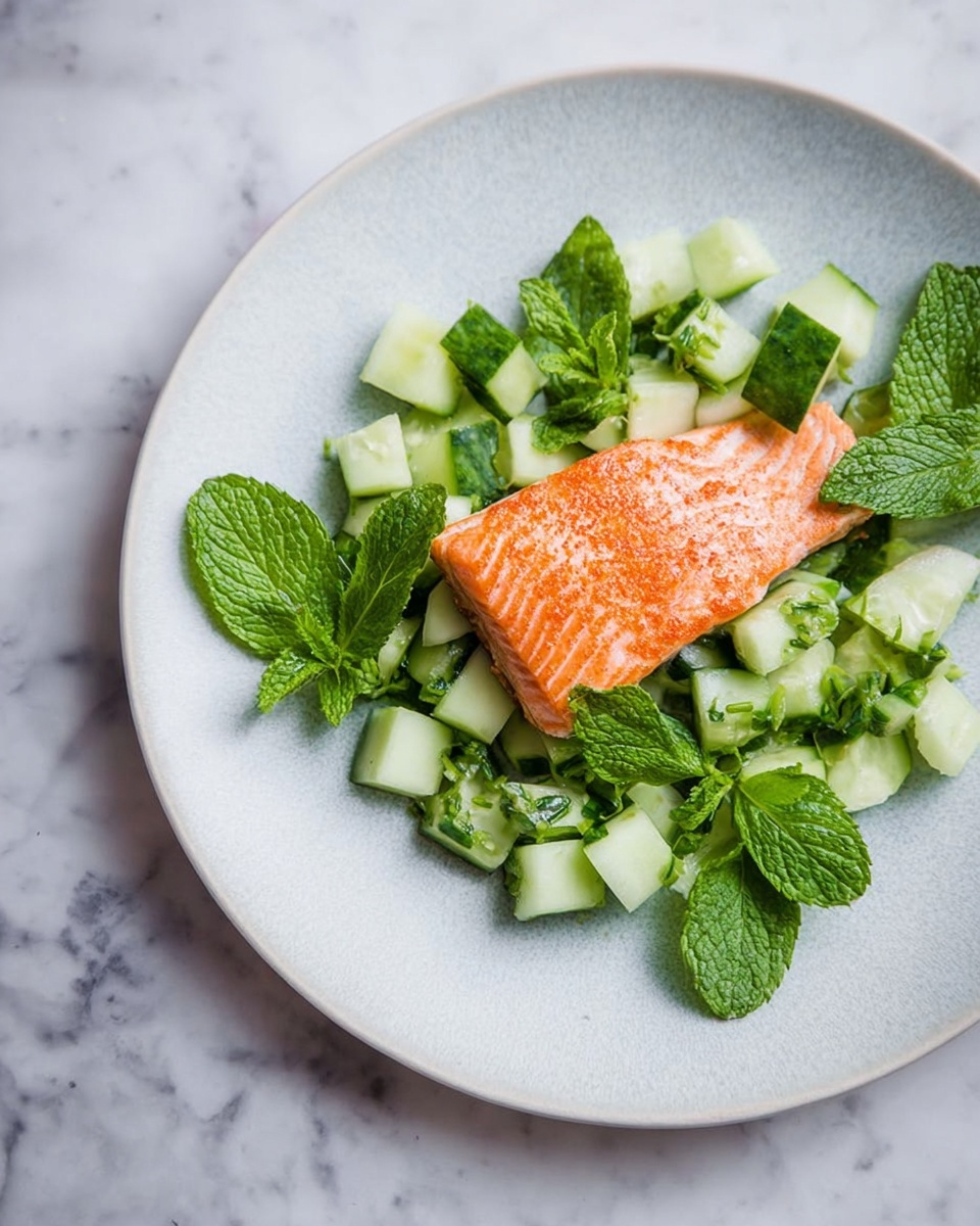 Baked Salmon with Cucumber Mint Salsa Recipe - Recipe Image