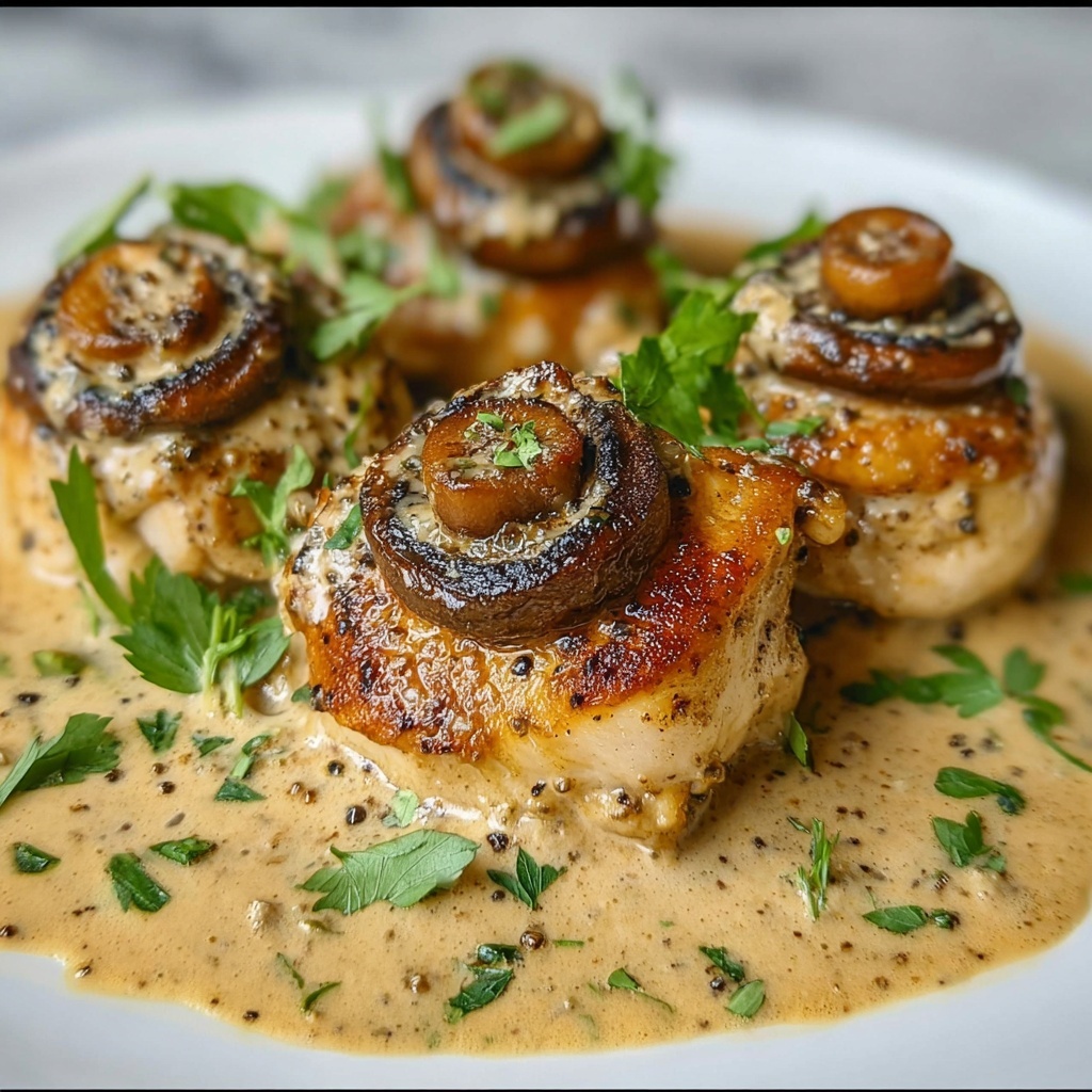 Creamy Garlic Mushroom Chicken Thighs Recipe - Recipe Image
