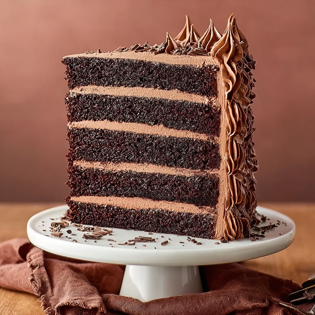 Decadent Chocolate Cake with Moist Layers and Rich Chocolate Buttercream Recipe - Recipe Image
