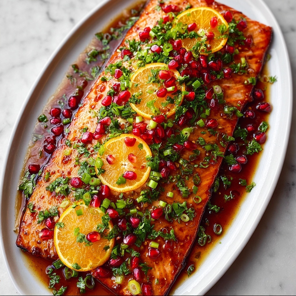 Christmas Pomegranate Orange Glazed Salmon Recipe - Recipe Image