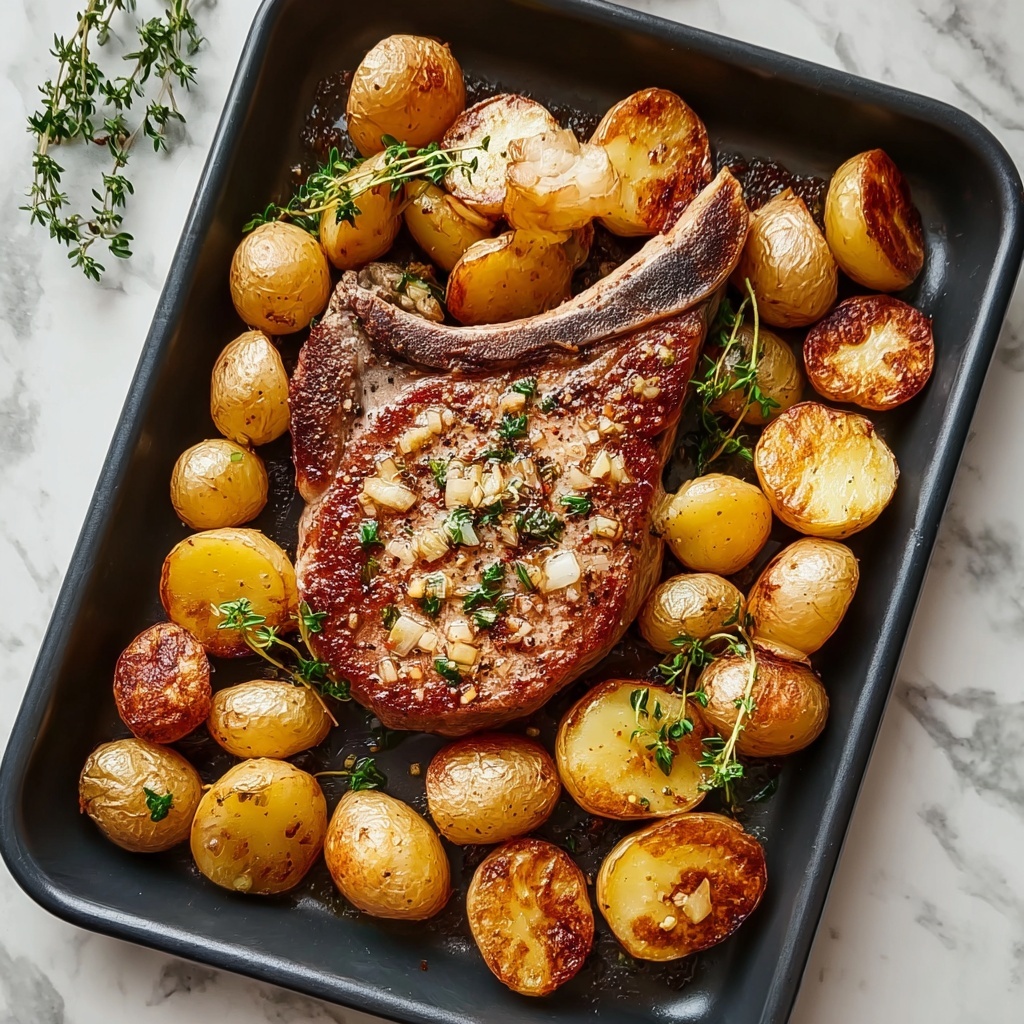 Sheet Pan Pork Chops and Potatoes with Honey Butter Glaze Recipe - Recipe Image