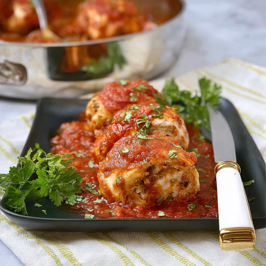 Pork Braciole with Cornbread and Tomato Sauce Recipe - Recipe Image
