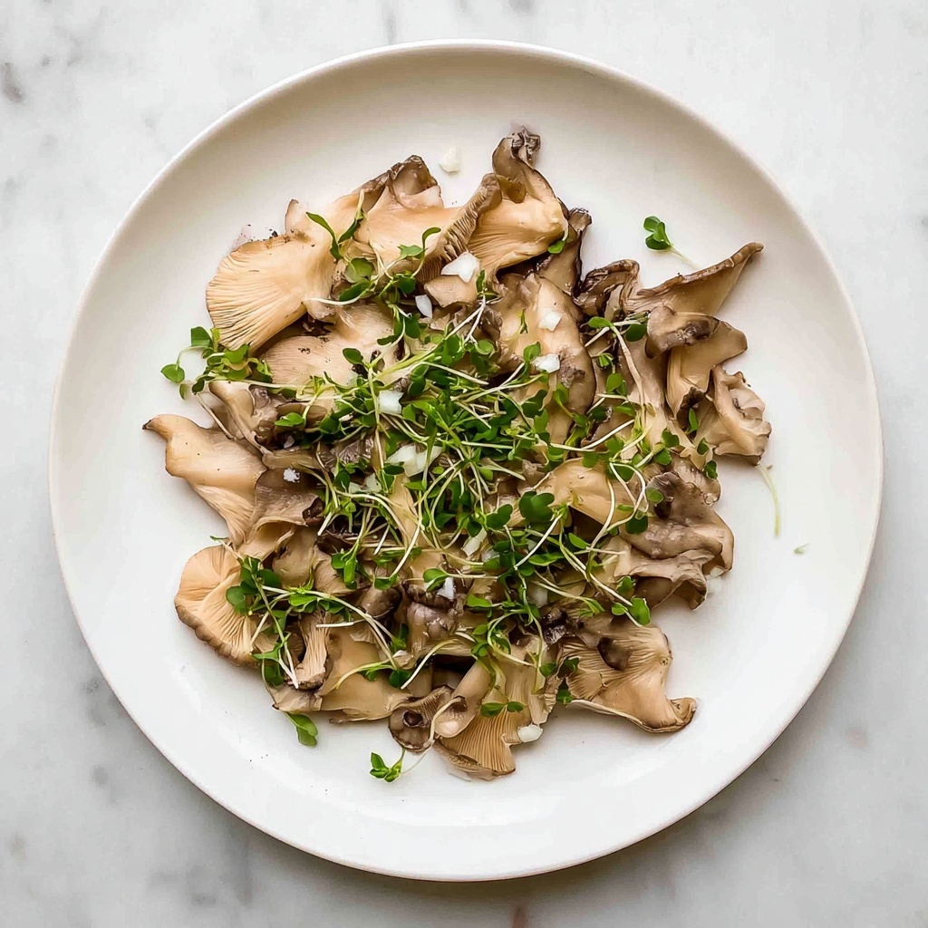 Pan Fried Oyster Mushrooms with Garlic, Thyme, and Microgreens Recipe - Recipe Image