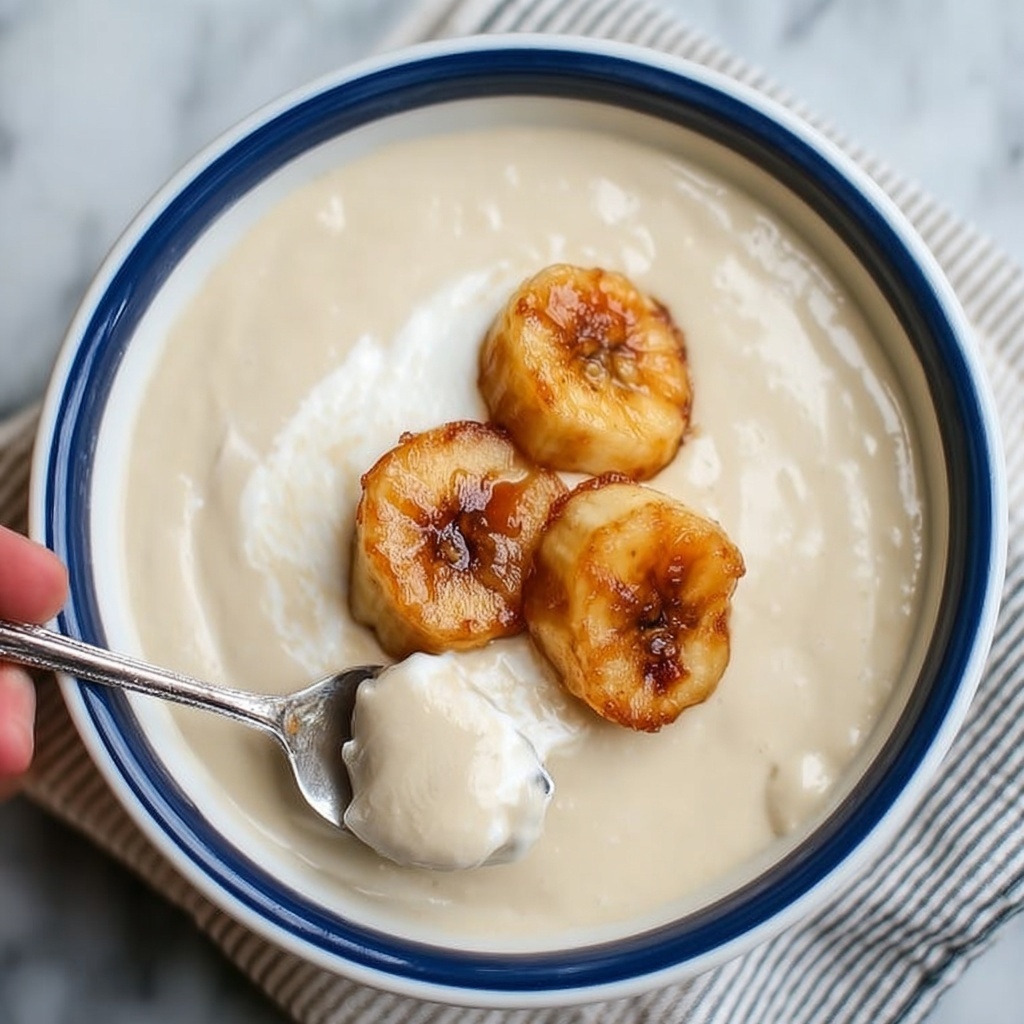 Butterscotch Pudding with Roasted Banana Whipped Cream Recipe - Recipe Image