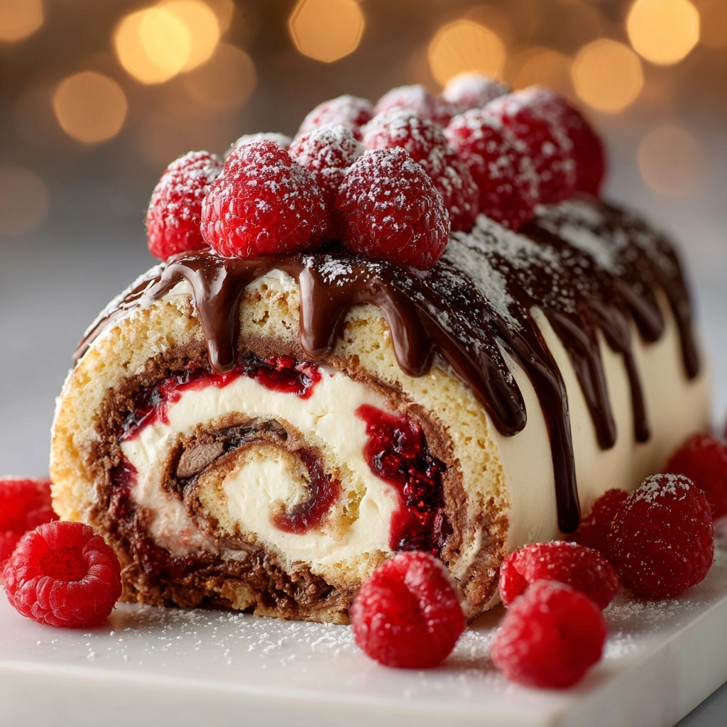 Raspberry and Chocolate Ganache Yule Log Recipe - Recipe Image