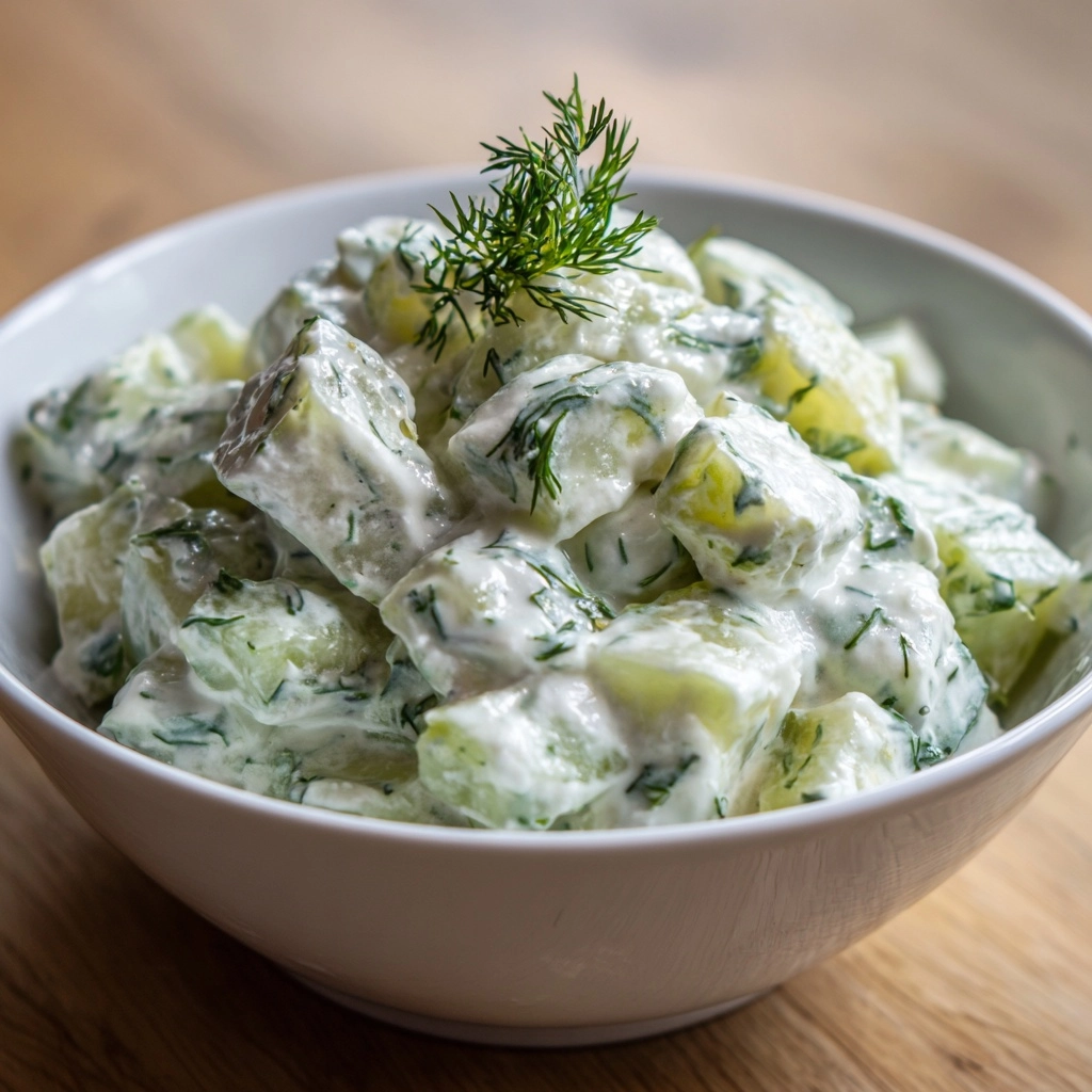 Refreshing and Tangy German Cucumber Salad with a Creamy Dressing Recipe - Recipe Image