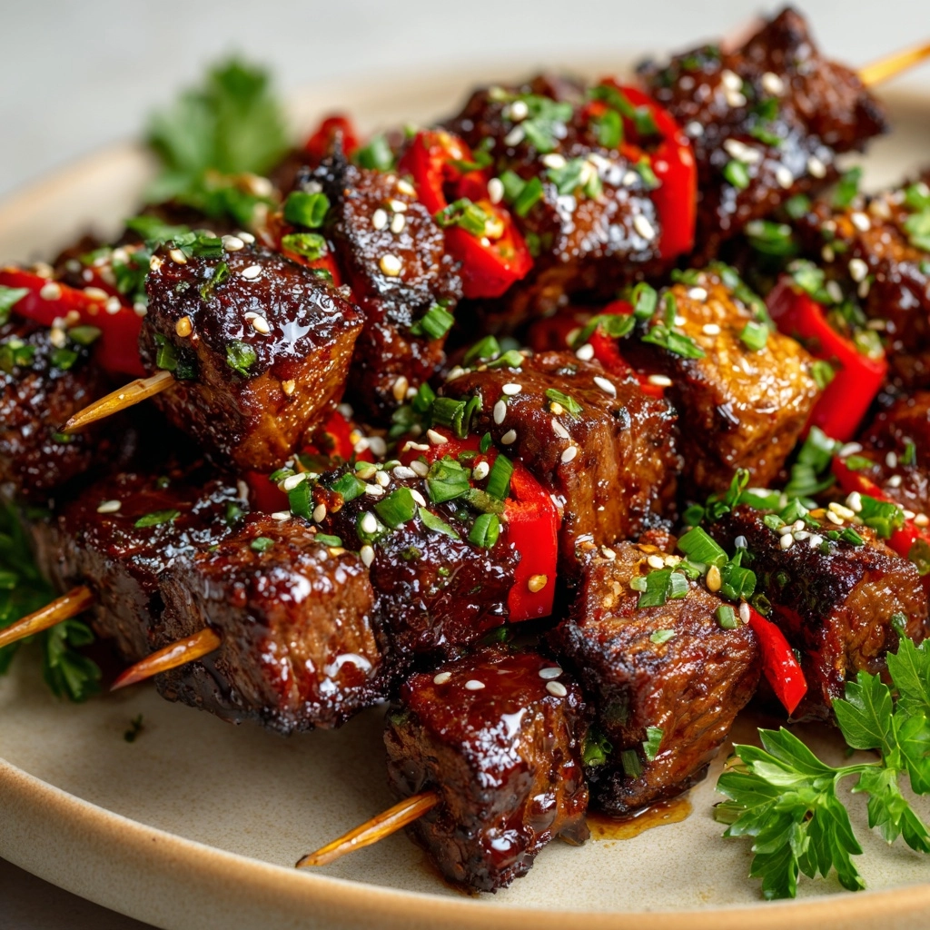 Asian Garlic Steak Skewers Recipe - Recipe Image