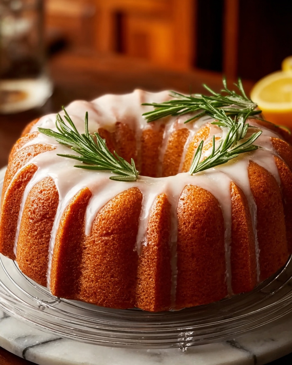 Rosemary-Lemon Bundt Cake with Candied Rosemary Recipe - Recipe Image