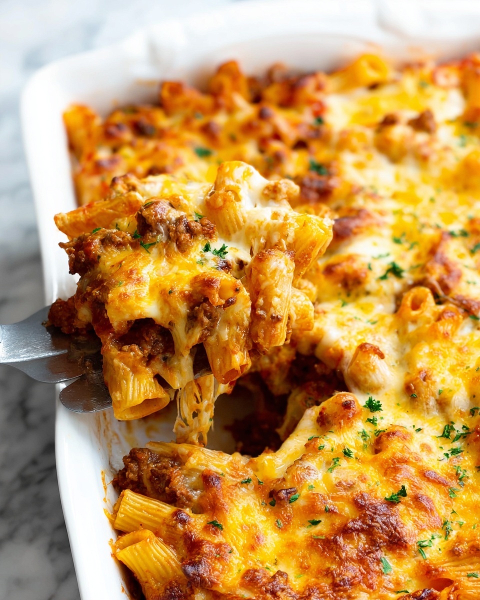 Four Cheese Baked Rigatoni with Italian Sausage and Marinara Recipe - Recipe Image