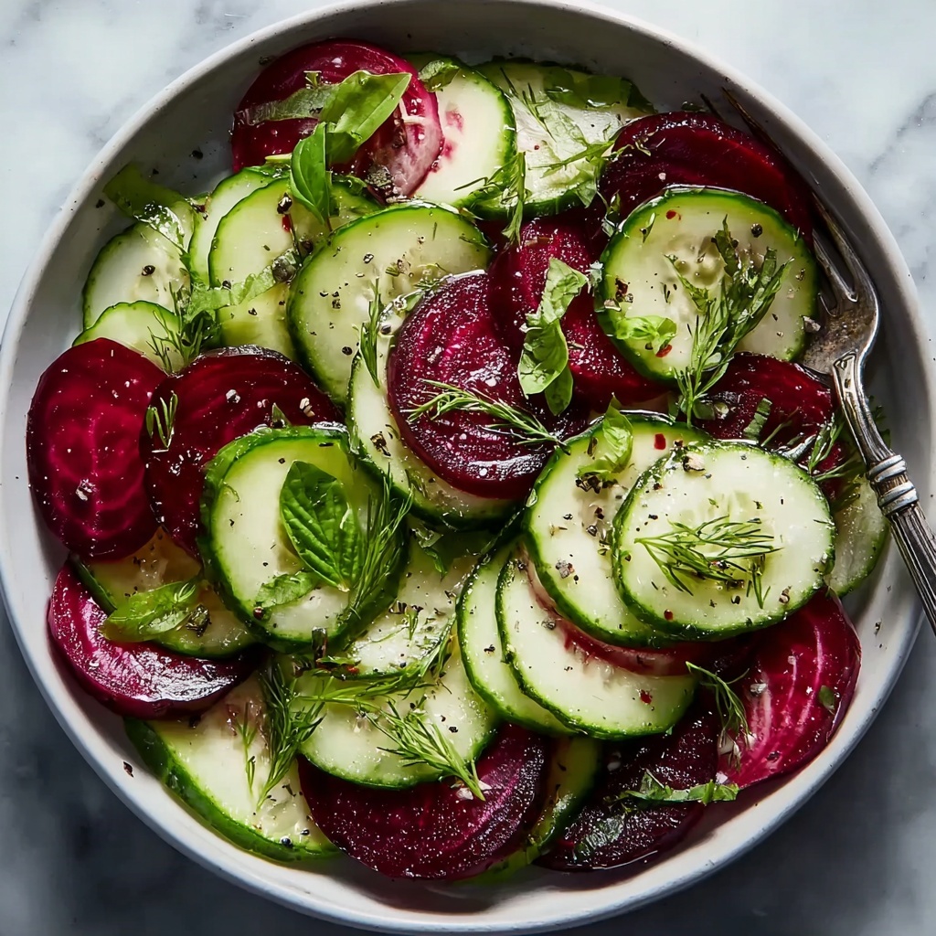 Crisp Cucumber and Beetroot Salad with Herb Dressing Recipe - Recipe Image