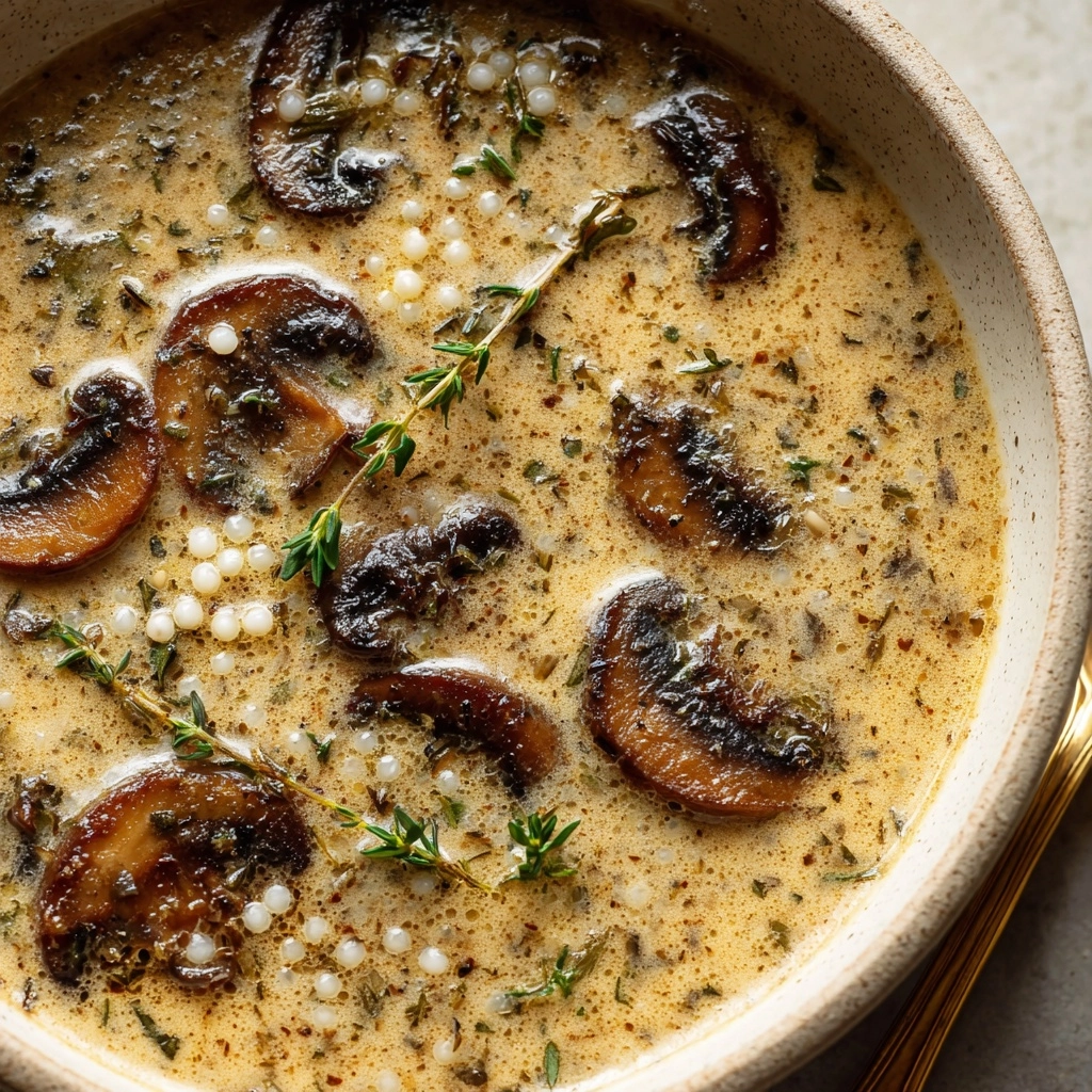 Creamy Mushroom & Pearl Couscous Soup Recipe - Recipe Image