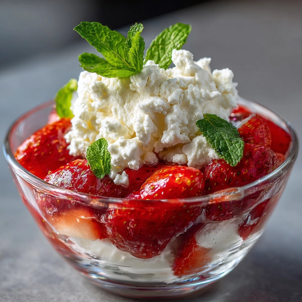 Strawberries with Mint-Infused Cream Recipe - Recipe Image