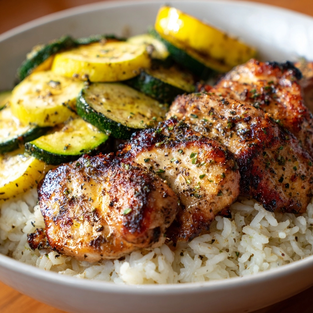 Lemon Pepper Chicken and Rice with Zucchini and Squash Recipe - Recipe Image
