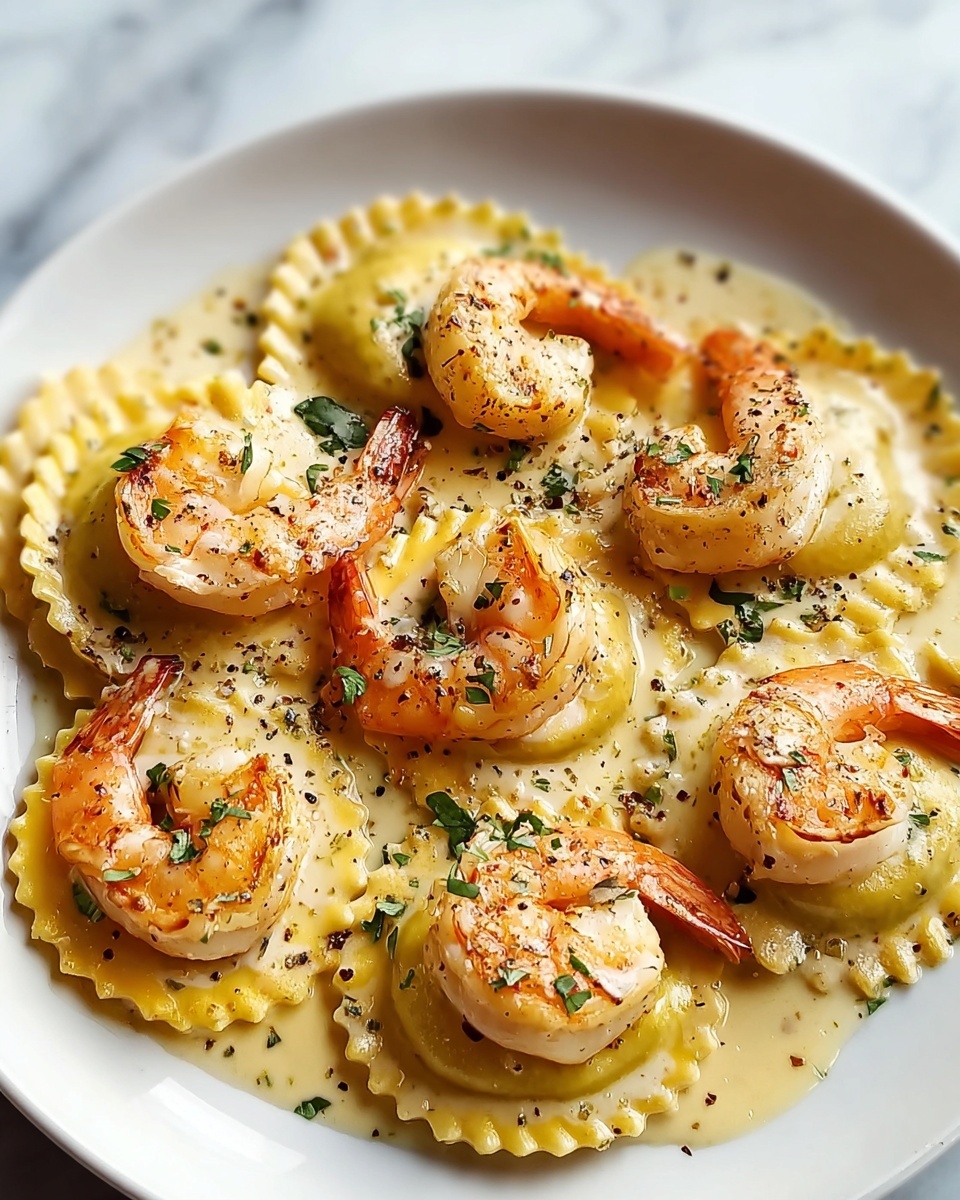 Shrimp and Lobster Ravioli with Creamy Garlic Butter Sauce Recipe - Recipe Image