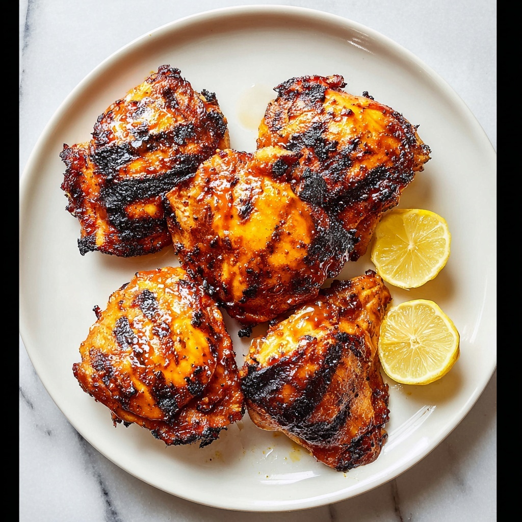 Grilled Lemon Honey Chicken Thighs with Barbecue Sauce Recipe - Recipe Image
